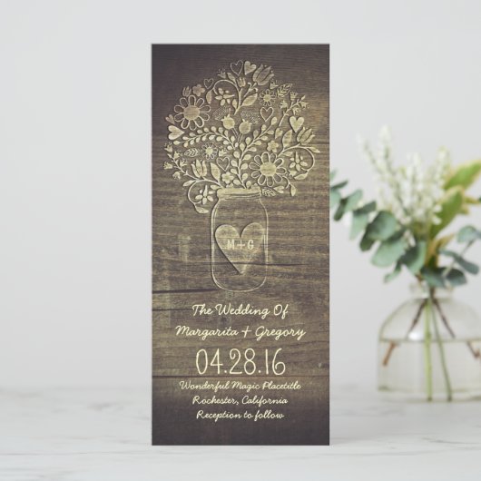 Bloemmetselaar Jar rustieke bruiloft programma's (Staand voorkant)