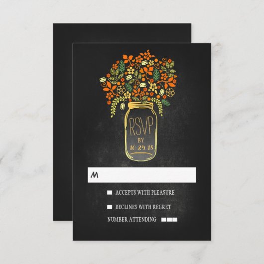 Bloemmetselaar pot krijtbord bruiloft RSVP (Voorkant / Achterkant)