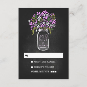 Bloemmetselaar pot krijtbord bruiloft RSVP Kaartje