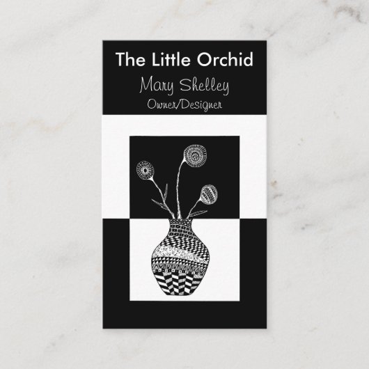 Bloemminimalistische bloemen in een vaas visitekaartje (Voorkant)