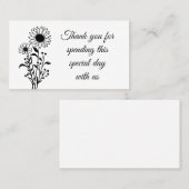 Bloemminimalistische zwart wit bruiloft Dank u Plaatskaartje (Voorkant / Achterkant)