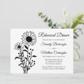 Bloemminimalistische zwart wit bruiloft repetitie kaart (Staand voorkant)