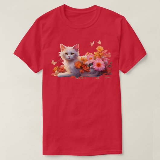 Bloemminnend kat t-shirt (Design voorkant)