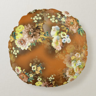 Bloemmix: Oranje achtergrond Rond Kussen