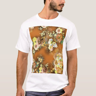 Bloemmix: Oranje achtergrond T-shirt