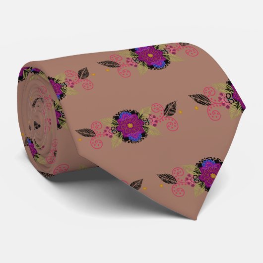 Bloemmocha mousse stropdas (Opgerold)