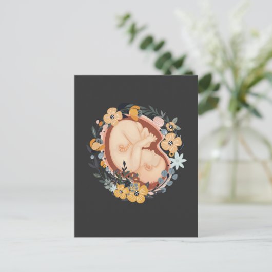 Bloemmoeder Zwangere Baby, verloskundige Briefkaart (Staand voorkant)