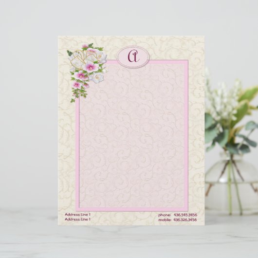 Bloemmonogram - Aanpassen Briefhoofd (Staand voorkant)