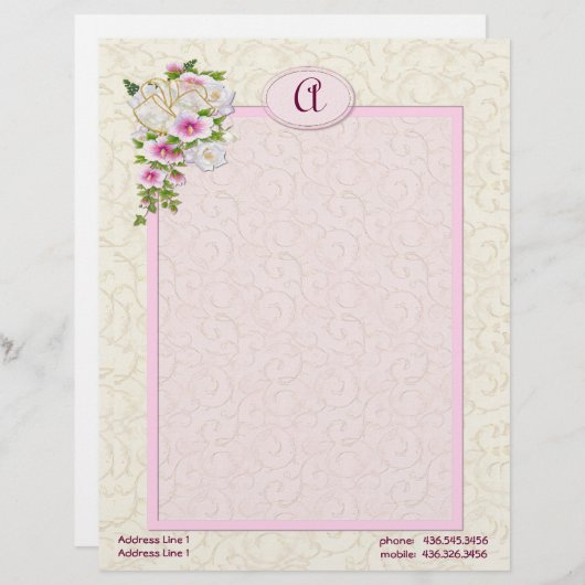 Bloemmonogram - Aanpassen Briefhoofd (Voorkant / Achterkant)