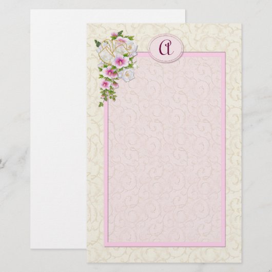 Bloemmonogram - Aanpassen Briefpapier (Voorkant / Achterkant)