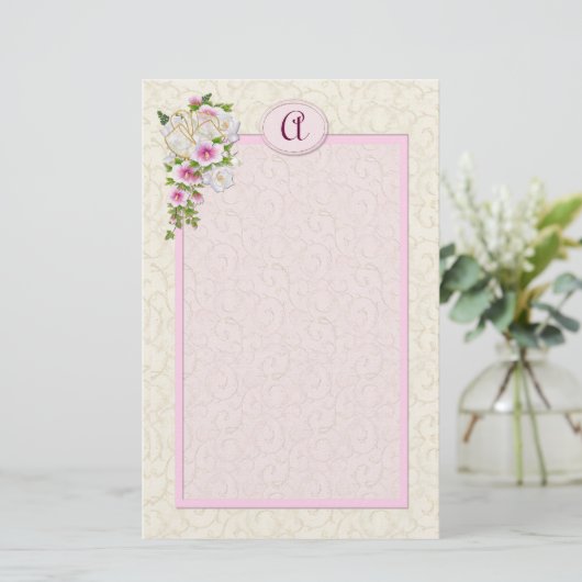 Bloemmonogram - Aanpassen Briefpapier (Staand voorkant)