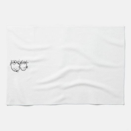 Bloemmonogram B | Hand getrokken schets ontwerp Theedoek (Horizontaal)