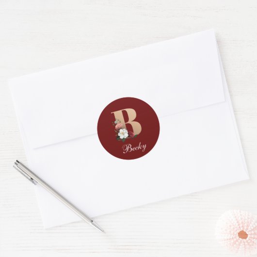  bloemmonogram B SJABLOON Ronde Sticker (Envelop)