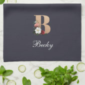 bloemmonogram B SJABLOON Theedoek (Gevouwen)