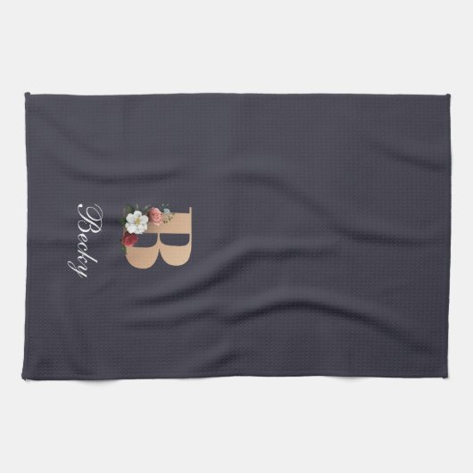 bloemmonogram B SJABLOON Theedoek (Horizontaal)