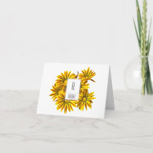 Bloemmonogram Blank Note Kaart Gazania Flowers