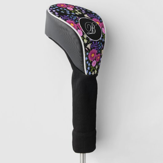BloemMonogram Bouquet Black Golfheadcover (Schuin)