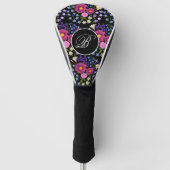 BloemMonogram Bouquet Black Golfheadcover (Voorkant)