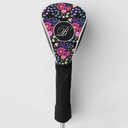 BloemMonogram Bouquet Black Golfheadcover (Voorkant)