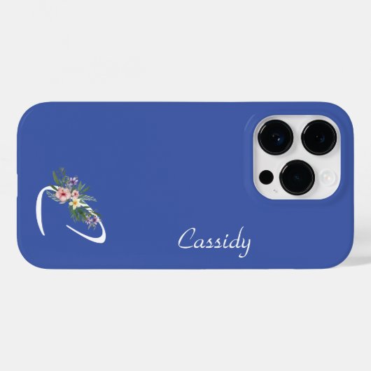 Bloemmonogram c Pensionering Case-Mate iPhone Case (Achterkant (horizontaal))