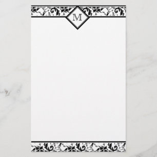 Bloemmonogram Damaskousen Briefpapier