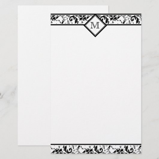 Bloemmonogram Damaskousen Briefpapier (Voorkant / Achterkant)