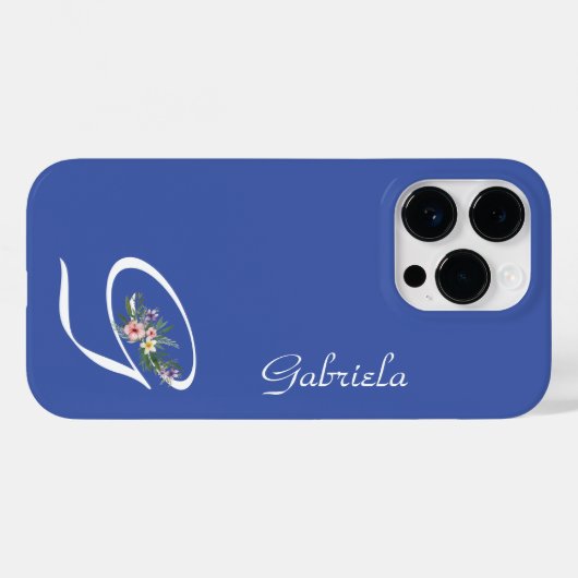 Bloemmonogram G Pensionering Case-Mate iPhone Case (Achterkant (horizontaal))