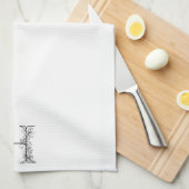 Bloemmonogram H | Hand getrokken schets ontwerp Theedoek (Quarter Fold)