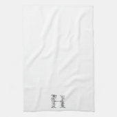 Bloemmonogram H | Hand getrokken schets ontwerp Theedoek (Verticaal)