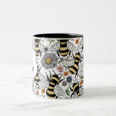 Bloemmonogram hommel tweekleurige koffiemok (Center)