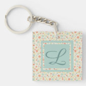   bloemmonogram in lichte lente sleutelhanger (Voorkant)