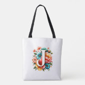Bloemmonogram J met pastelbloemen Tote Bag (Achterkant)