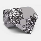 Bloemmonogram "J" Zwart-wit Tattoo Bloemen Stropdas (Opgerold)