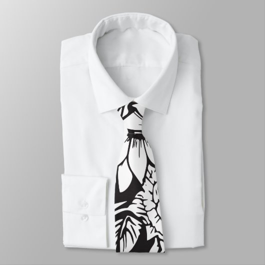 Bloemmonogram "L" Zwart-wit Tattoo Bloemen Stropdas (Gebonden)