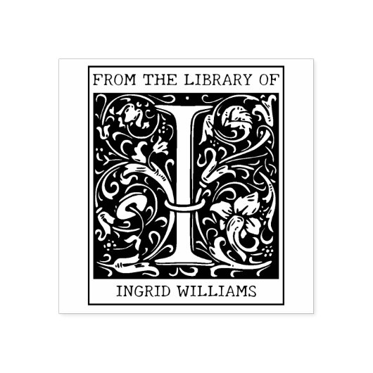 bloemmonogram letter I uit de bibliotheek Rubberstempel (Afrduk)