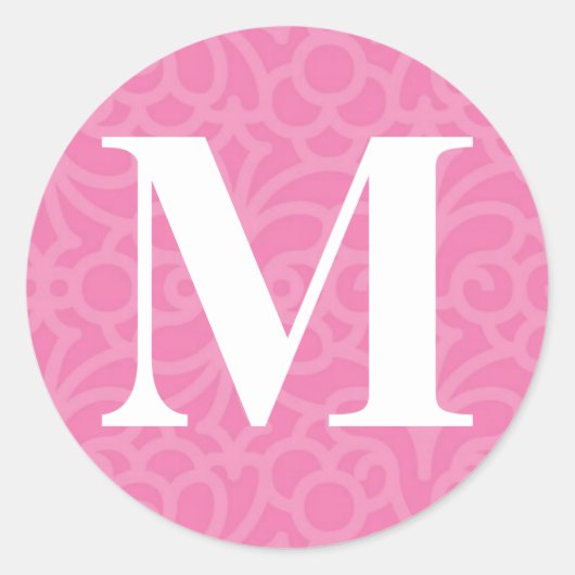 bloemmonogram - letter M Ronde Sticker (Voorkant)