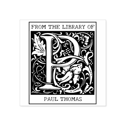  bloemmonogram letter P uit de bibliotheek Rubberstempel (Afrduk)