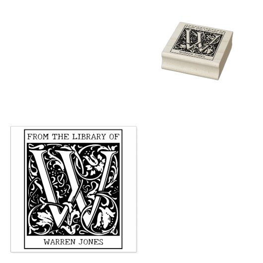  Bloemmonogram Letter W Uit De Bibliotheek Rubberstempel (Gestempeld)