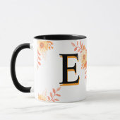 Bloemmonogram Mok – Elegante letter E koffiebeker (Links)