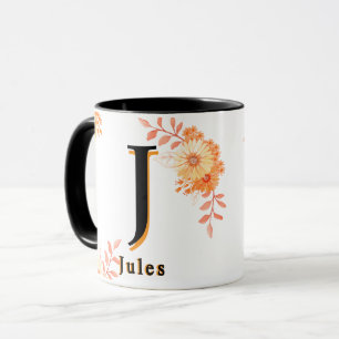 Bloemmonogram Mok – Elegante letter J koffiebeker