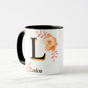 Bloemmonogram Mok – Elegante letter L koffiebeker