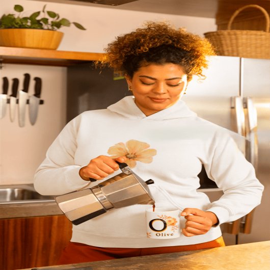 Bloemmonogram Mok – Elegante letter O -olijfnaam