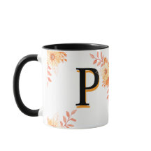 Bloemmonogram Mok – Elegante letter P koffiebeker