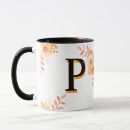 Bloemmonogram Mok – Elegante letter P koffiebeker