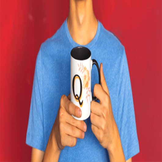 Bloemmonogram Mok – Elegante letter Q-writ u naam