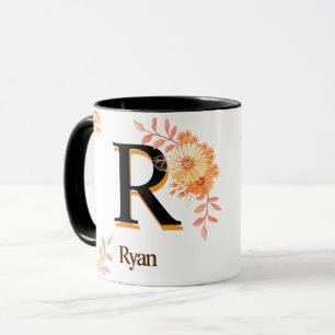 Bloemmonogram Mok – Elegante letter R koffiebeker