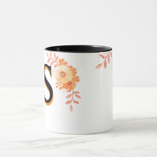 Bloemmonogram Mok – Elegante letter S koffiebeker (Midden)