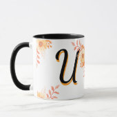 Bloemmonogram Mok – Elegante letter U-writ u naam (Links)