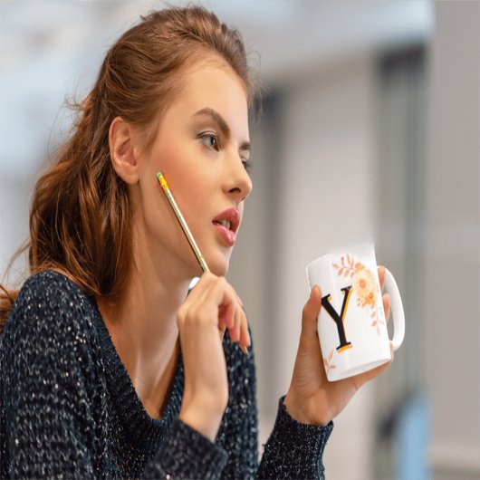 Bloemmonogram Mok – Elegante letter Y-writ u naam