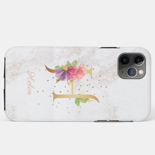 Bloemmonogram Naam Initiaal H Letter Personalisere Case-Mate iPhone Case (Achterkant (horizontaal))